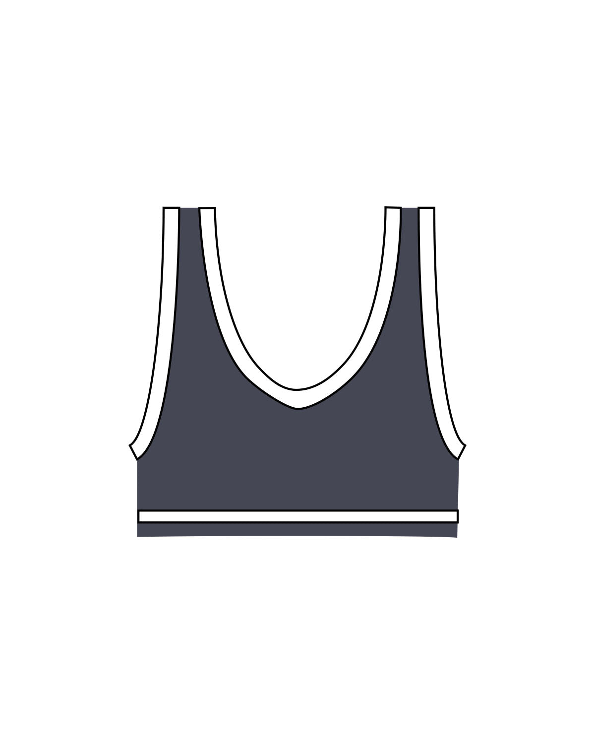 The Piped Bra - Petrol Blue - Collective Studios - Center Chest - Printed - White