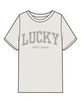 The Womens Heavyweight Tee - Washed Bone - Lucky Penny - Center Stacked & Back Neckline - Tone on Tone