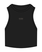 The Ribbed Crop Tank - Black - Define Lagree - Center Chest Stacked - Embroidered - Bone