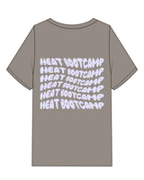 The Womens Heavyweight Tee - Washed Gray - Heat Bootcamp - Left Chest "H" & Back Stacked - Lavender