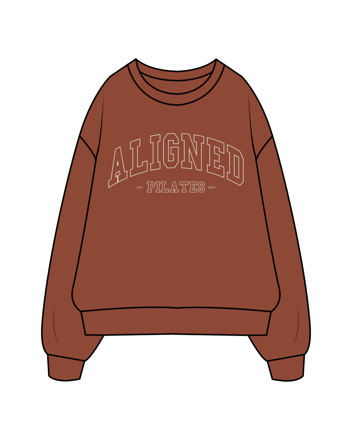 The Mens Crewneck - Cinnamon - Aligned Pilates - Center Chest Stacked & Back Neckline - Printed - Off White