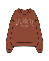 The Mens Crewneck - Cinnamon - Aligned Pilates - Center Chest Stacked & Back Neckline - Printed - Off White