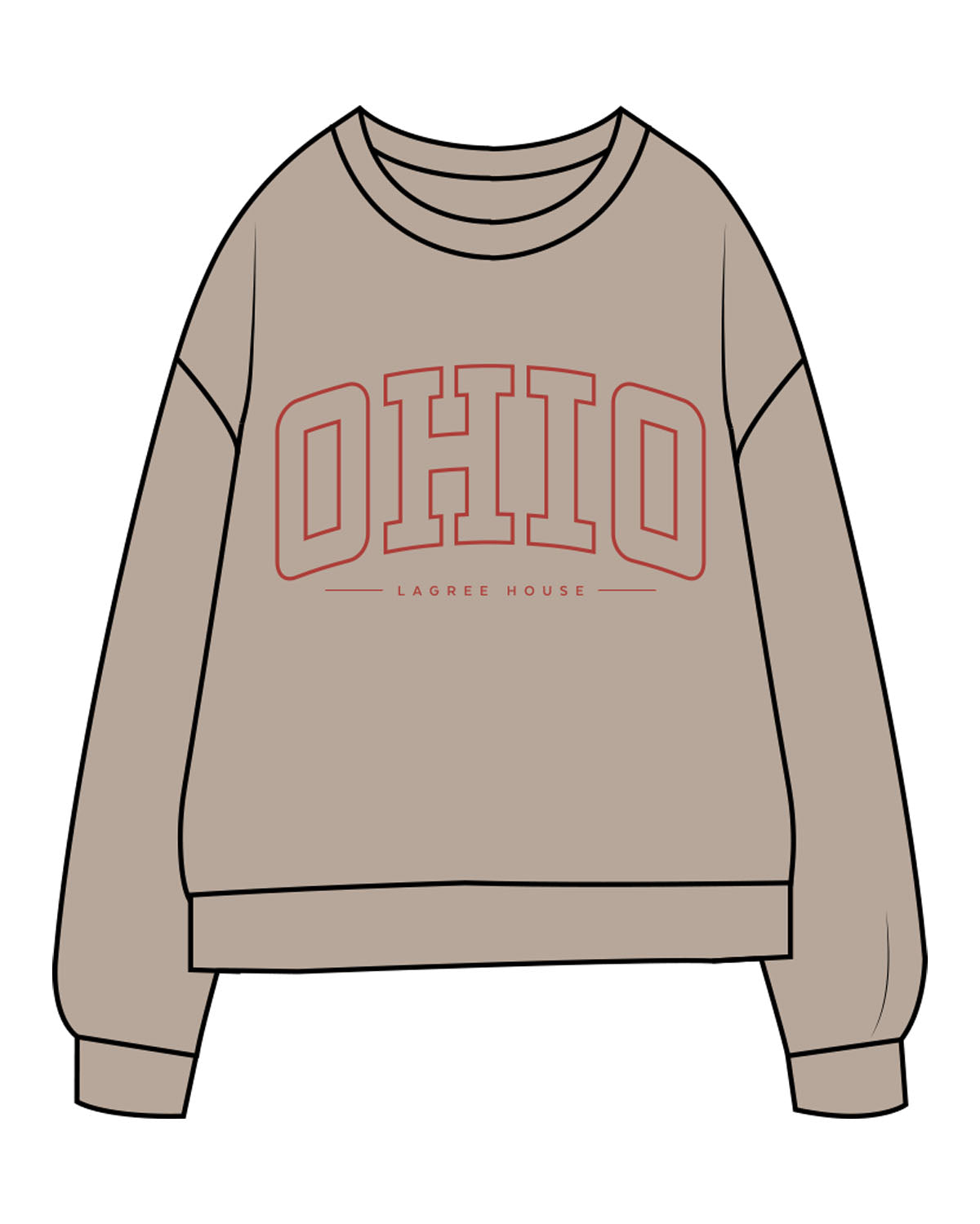 The Midweight Unisex Crewneck - Washed Cement - Lagree House - Center Chest Stacked & Back Neckline - Printed - Red
