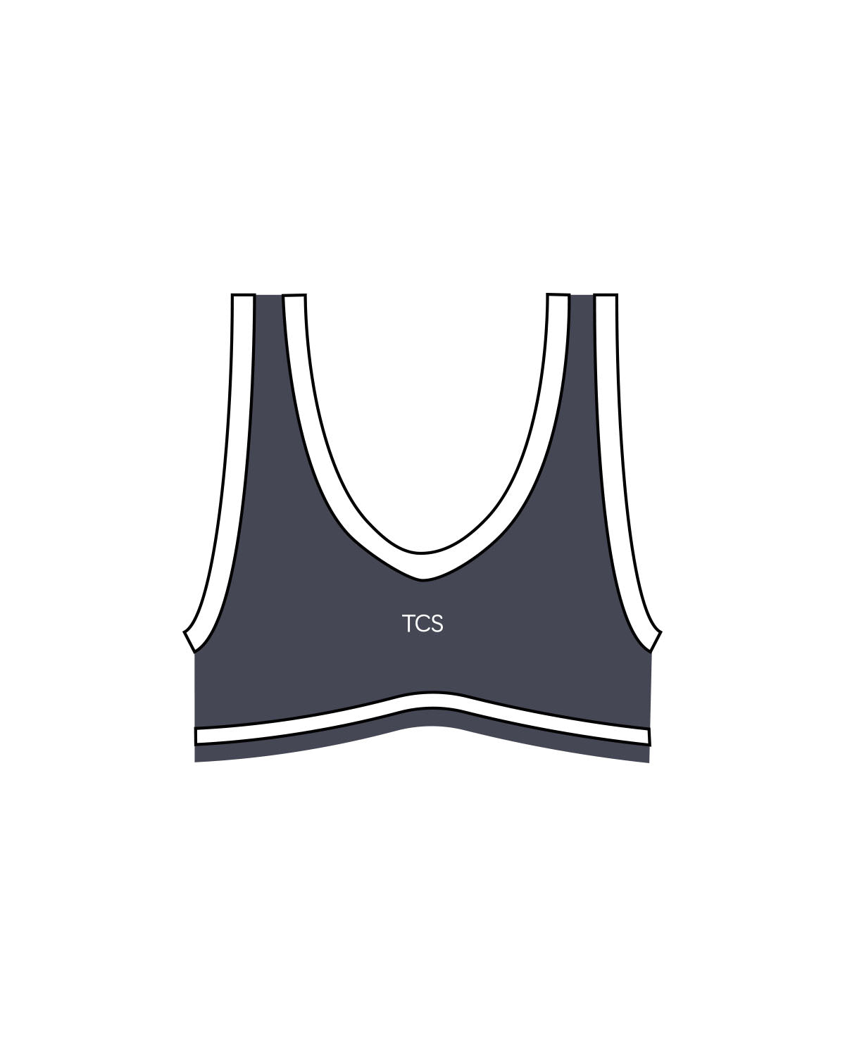 The Piped Bra - Petrol Blue - Collective Studios - Center Chest - Printed - White