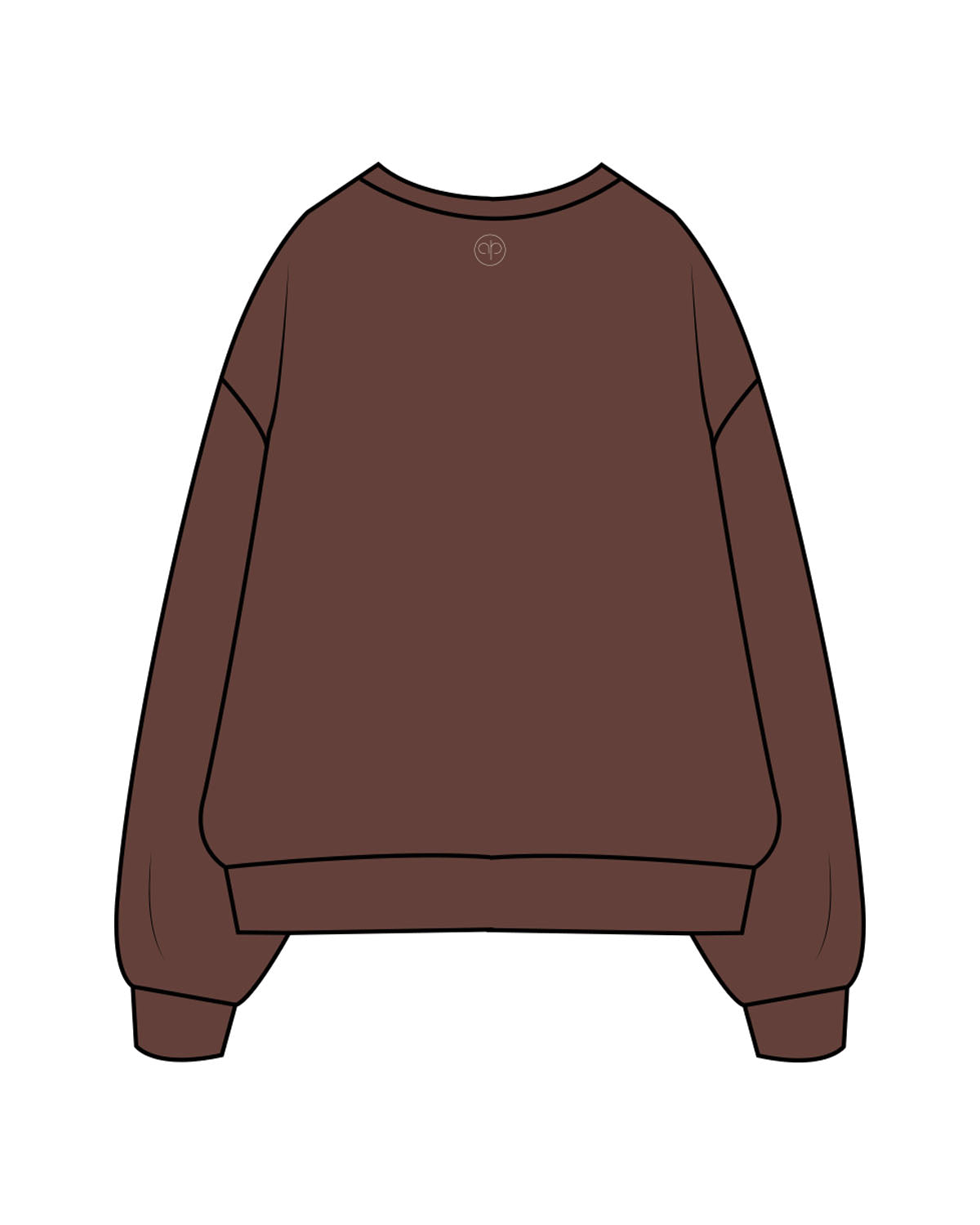 The Mens Crewneck - Chestnut - Aligned Pilates - Center Chest Stacked & Back Neckline - Printed - Off White