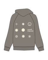 The Womens Zip Hoodie - Washed Gray - Maek Friends - Left Chest & Back Stacked - Printed - Puff - Off White