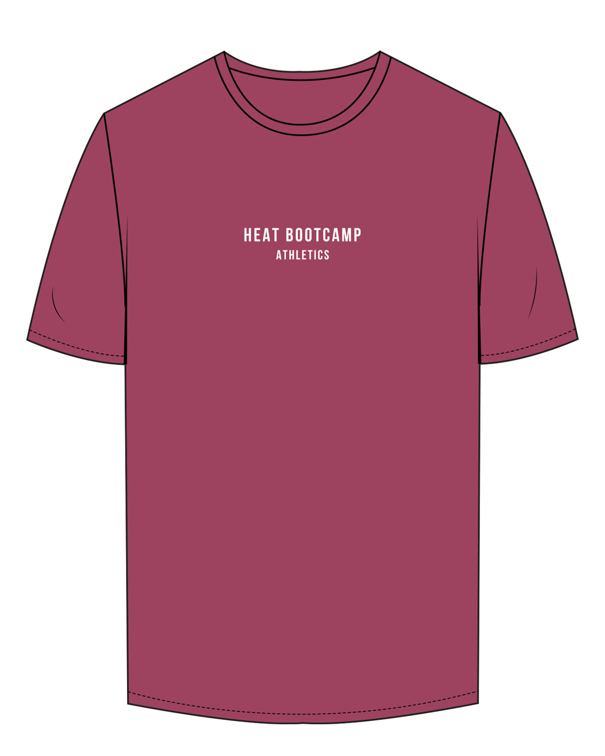 The Mens Tee - Berry - Heat Bootcamp - Center Chest Stacked - White