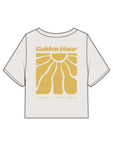 The Heavyweight Crop Tee - Washed Bone - Golden Hour RI - Left Chest & Full Back "NEWPORT" - Printed - Gold