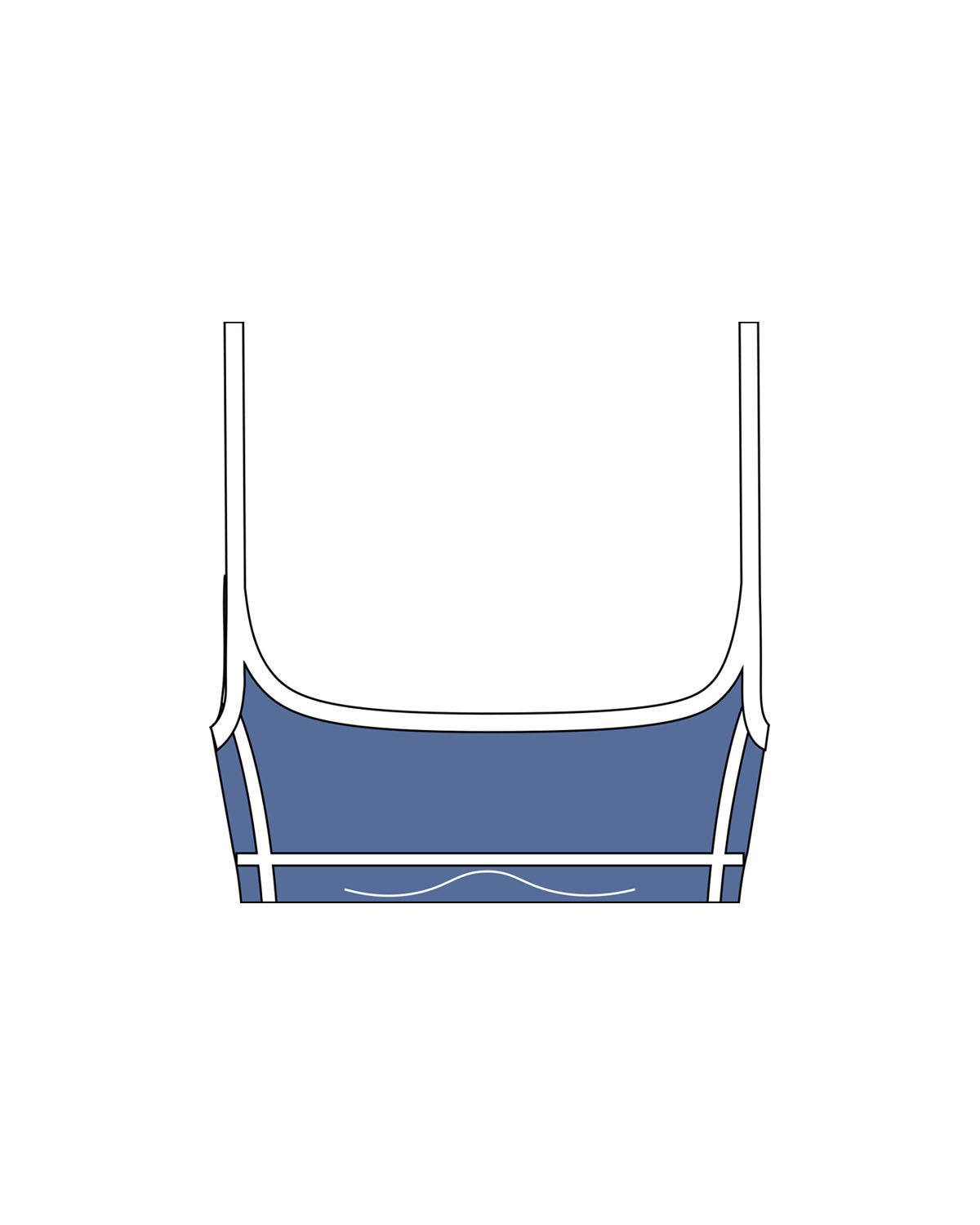 The Piped Scoop Sports Bra - Blue - Collective Studios - Center Chest "TCS" - Printed - White
