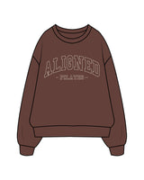 The Mens Crewneck - Chestnut - Aligned Pilates - Center Chest Stacked & Back Neckline - Printed - Off White
