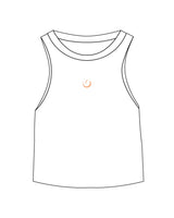 The Micro Rib Racer Crop - White - Peach House Pilates - Center Chest - Printed - Peach