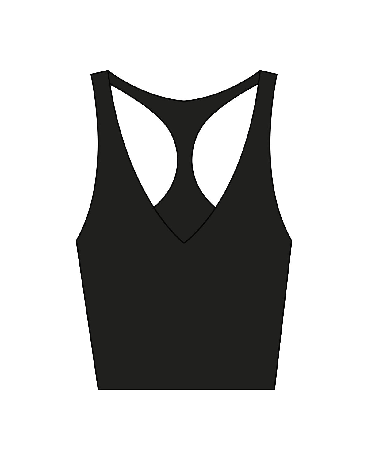 The Racer Tank - Black - SUVA - Back Center - Printed - White