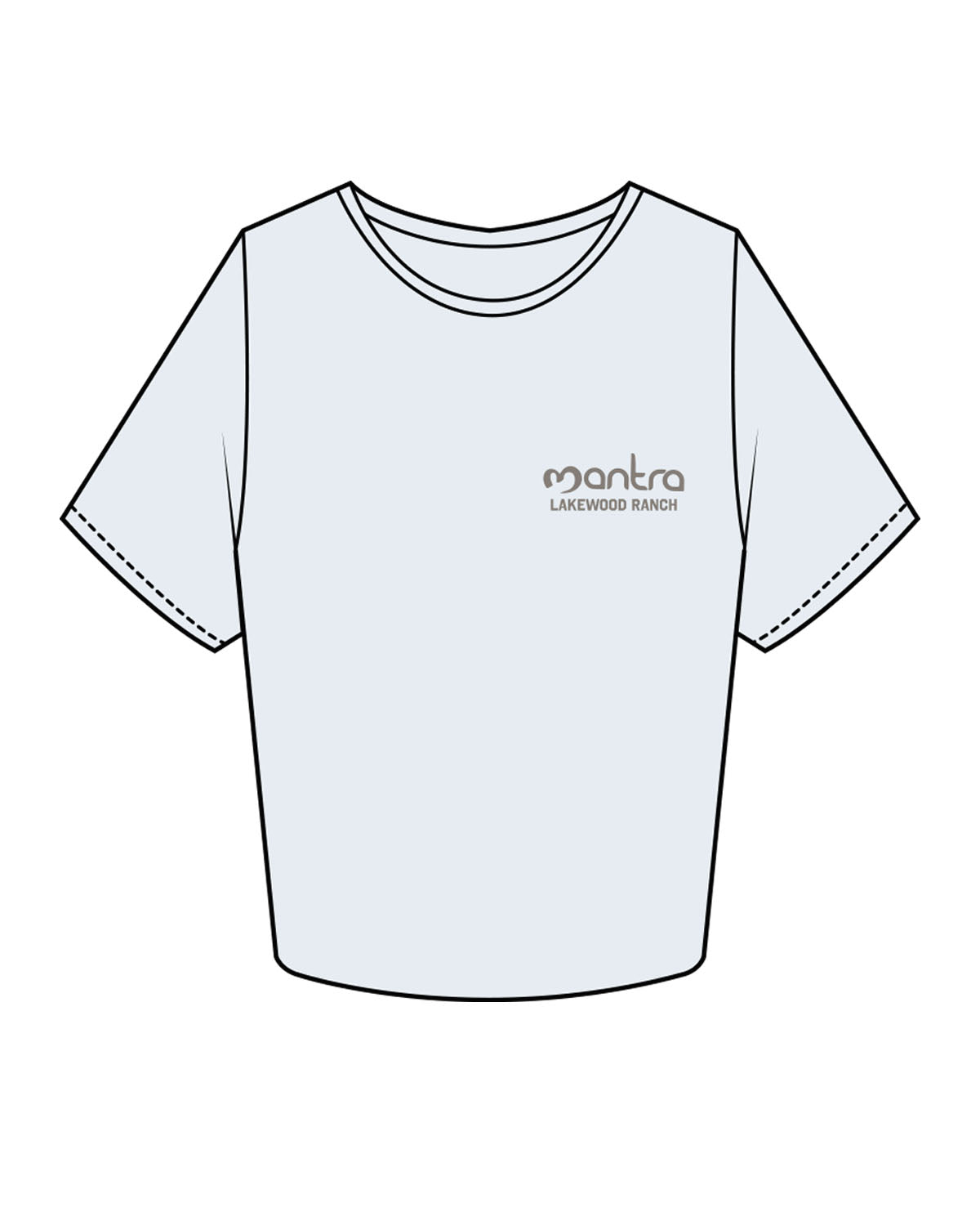 The Crop Tee - Powder - Mantra - Left Chest Stacked & Back Center Stacked - Lakewood Ranch  - Charcoal