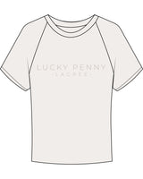 The Micro Rib Baby Tee - Natural - Lucky Penny - Center Chest Stacked - Tone on Tone