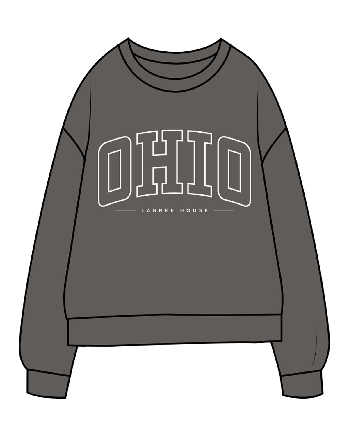 The Midweight Unisex Crewneck - Washed Black - Lagree House - Center Chest Stacked & Back Neckline - Printed - White