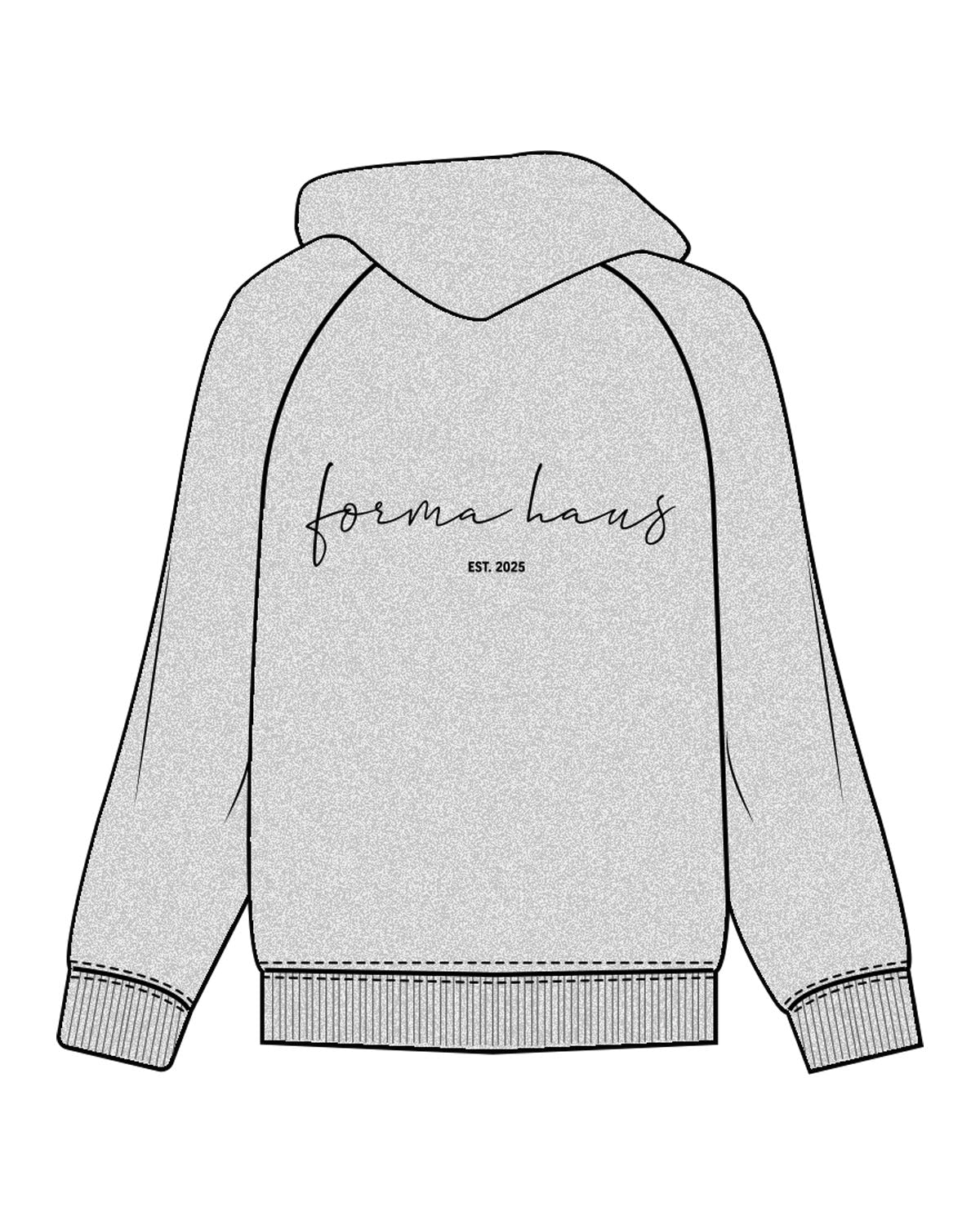 The Womens Zip Hoodie - Heather - Forma Haus - Left Chest & Center Back - Printed - Black
