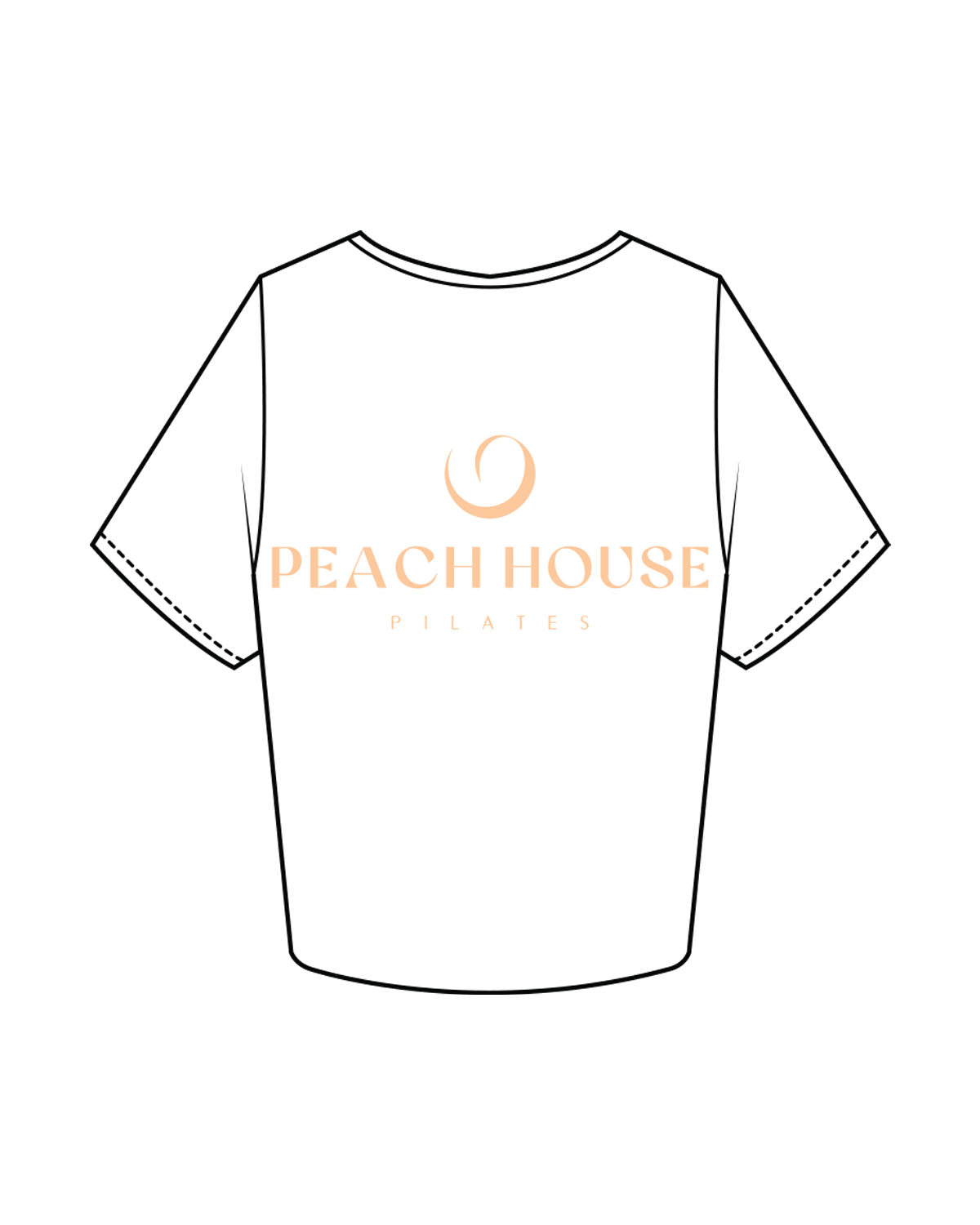 The Crop Tee - White - Peach House Pilates - Left Chest & Center Back Stacked - Printed - Peach