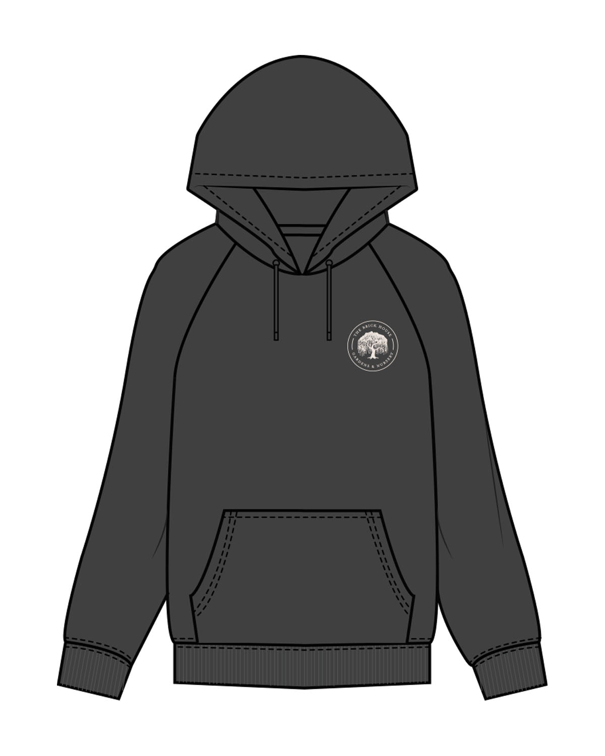 The Mens Classic Hoodie - Charcoal - Brick House - Left Chest & Back Center - Text Stacked Arch - Printed - Off White