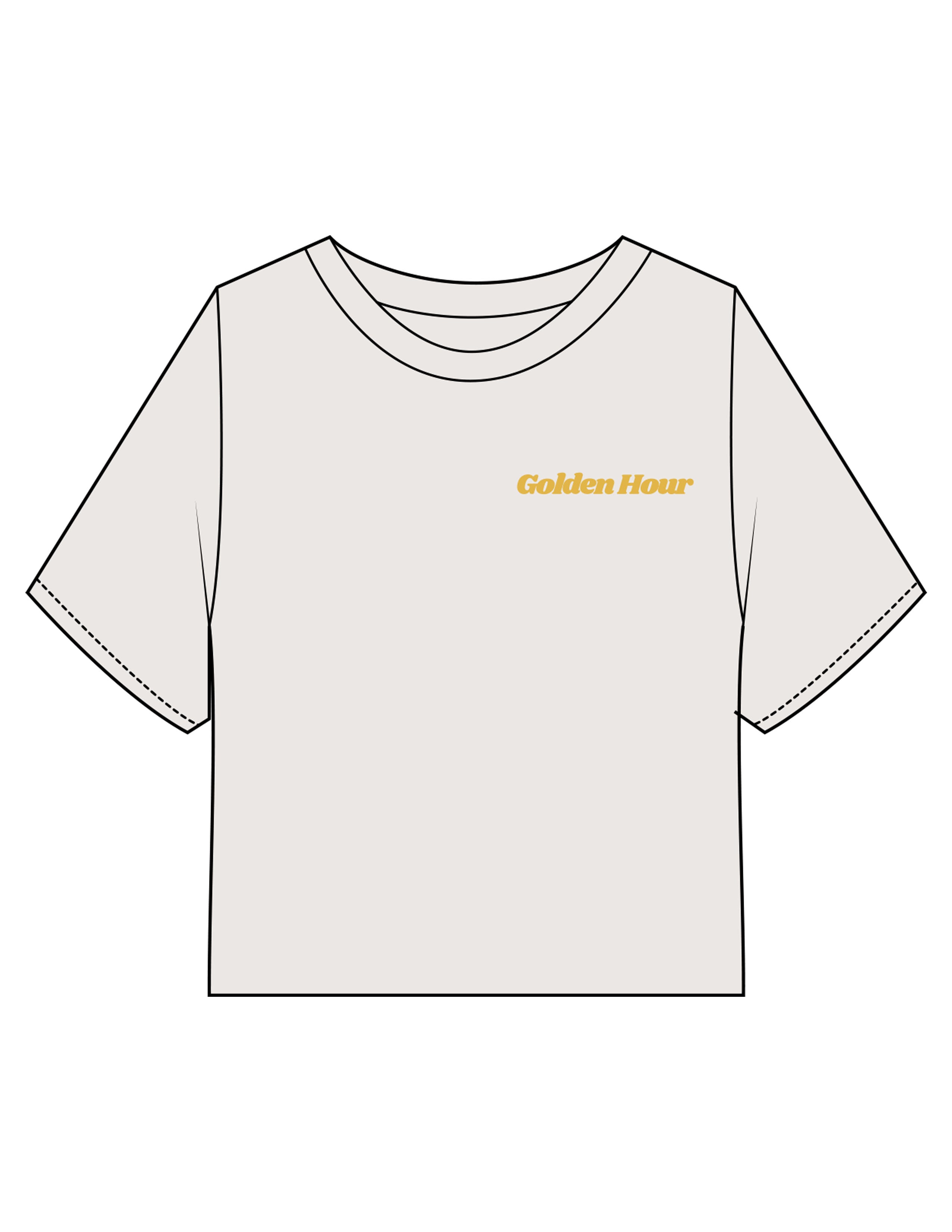 The Heavyweight Crop Tee - Washed Bone - Golden Hour RI - Left Chest & Full Back "NEWPORT" - Printed - Gold