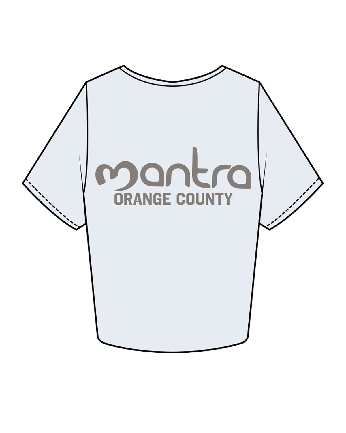 The Crop Tee - Powder - Mantra - Left Chest Stacked & Back Center Stacked - Orange County - Charcoal