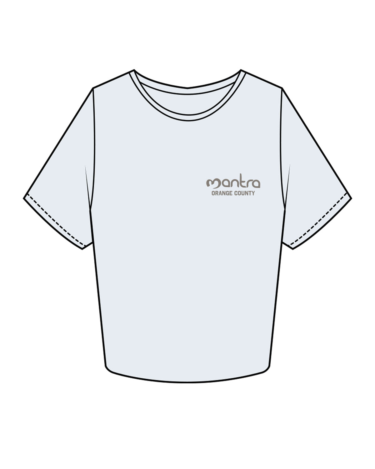 The Crop Tee - Powder - Mantra - Left Chest Stacked & Back Center Stacked - Orange County - Charcoal