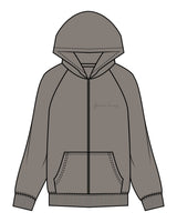 The Womens Zip Hoodie - Washed Gray - Forma Haus - Left Chest & Center Back - Printed - Tone on Tone