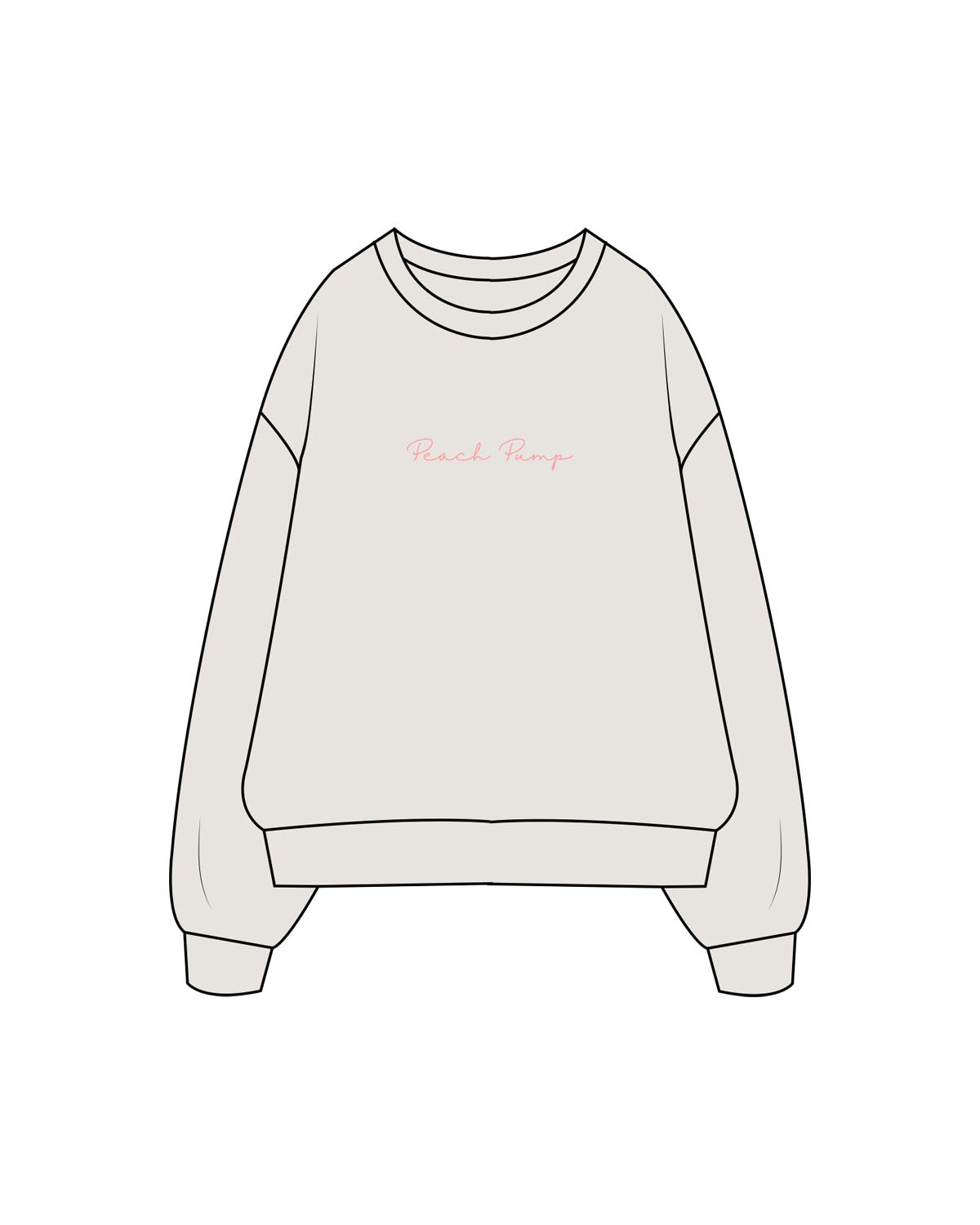 The Womens Crewneck - Washed Bone - PEACH PUMP - Center Chest - Embroidered - Printed - Pink