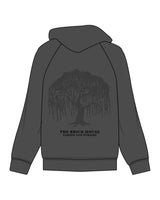 The Womens Hoodie - Washed Black - Brick House - Left Chest - Initials - Full Back - Tree - Full Color