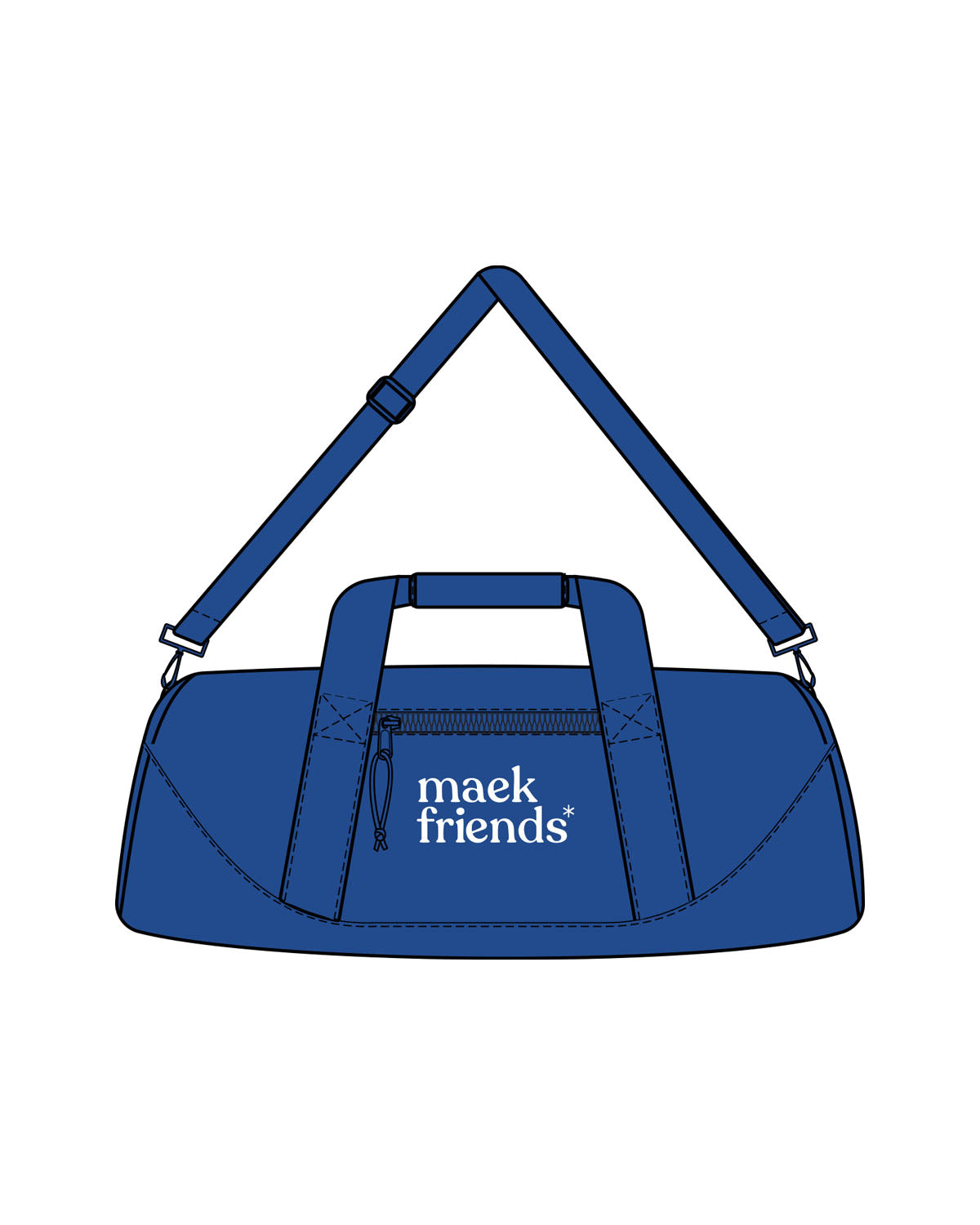 The Gym Duffel - Royal - Maek Friends - Center Body Stacked - Printed - Full Color