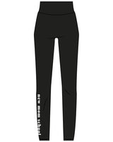 The Basic Legging - Black - New Mom School - Right Leg & Back Center Waist - White