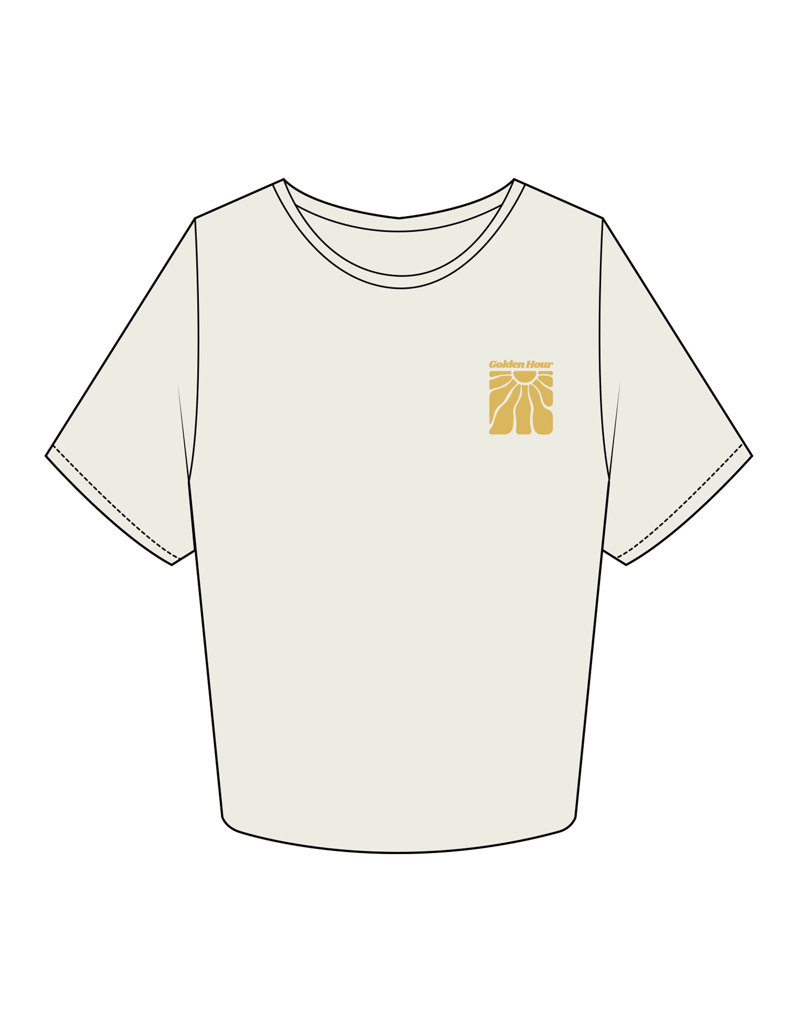 The Crop Tee - Butter - Golden Hour RI - Left Chest Image - Printed - Gold