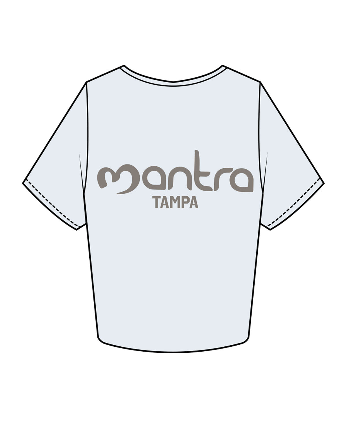 The Crop Tee - Powder - Mantra - Left Chest Stacked & Back Center Stacked - Tampa - Charcoal