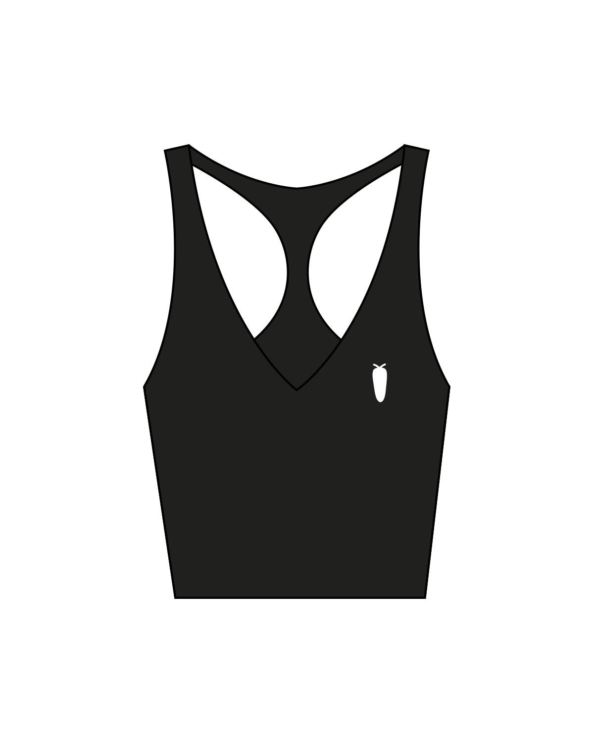 The Racer Tank - Black - BlueCarrot - Left Chest - Printed - White