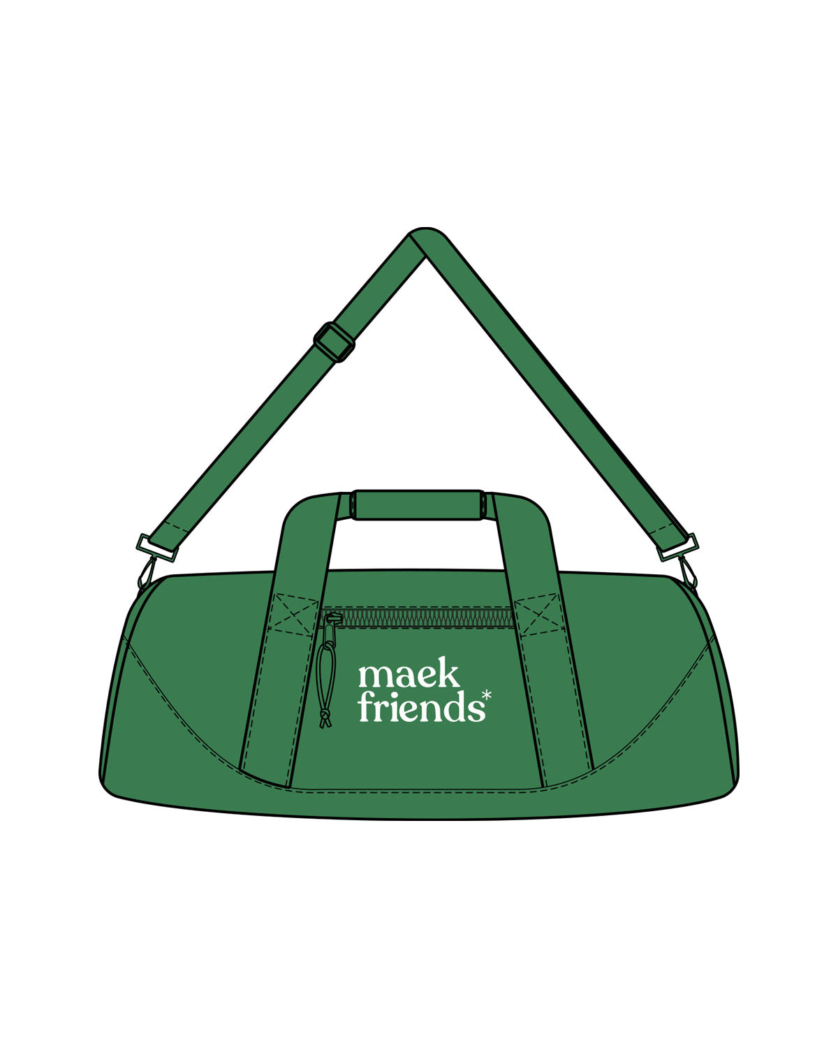 The Gym Duffel - Kelly - Maek Friends - Center Body Stacked - Printed - Full Color