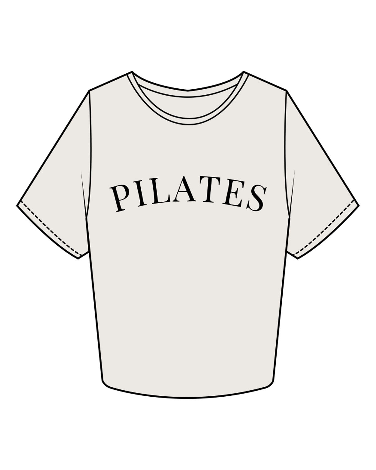 The Crop Tee - Bone - The Studio Cape - Center Chest Arc & Center Back Neckline Round - Printed - Black