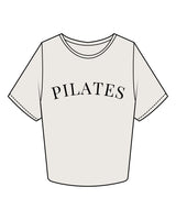 The Crop Tee - Bone - The Studio Cape - Center Chest Arc & Center Back Neckline Round - Printed - Black