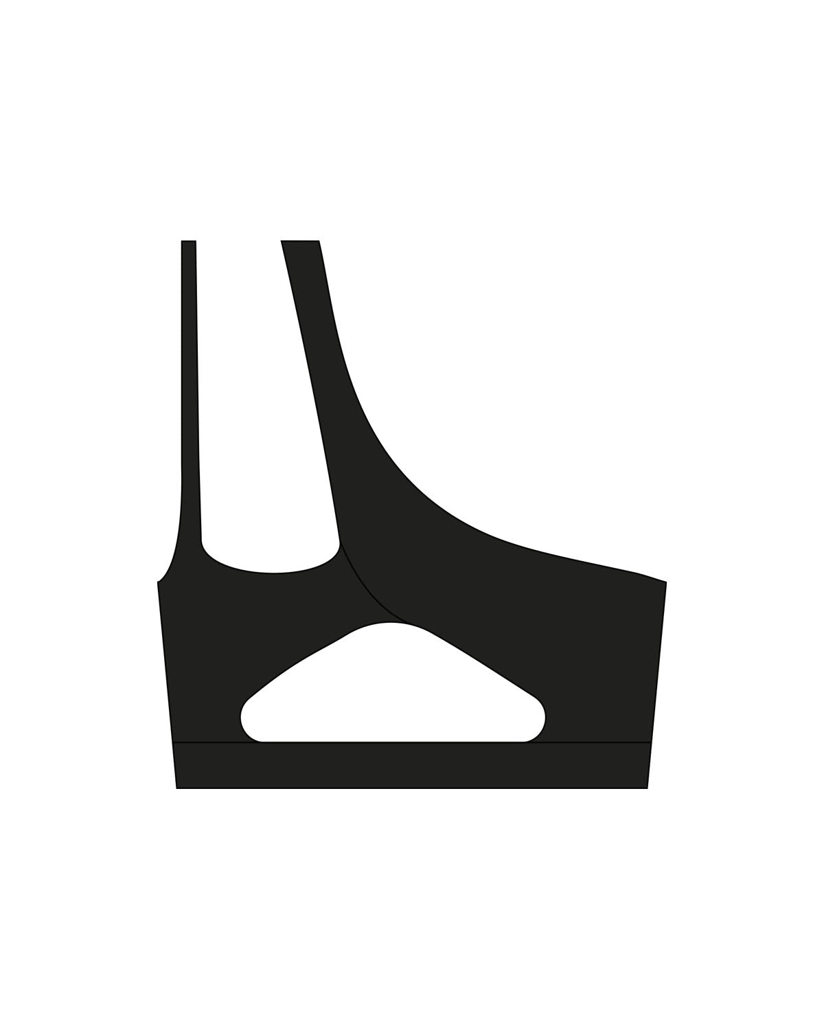 The One Shoulder Bra - Black - Collective Studios - Center Chest "TCS" - Printed - White