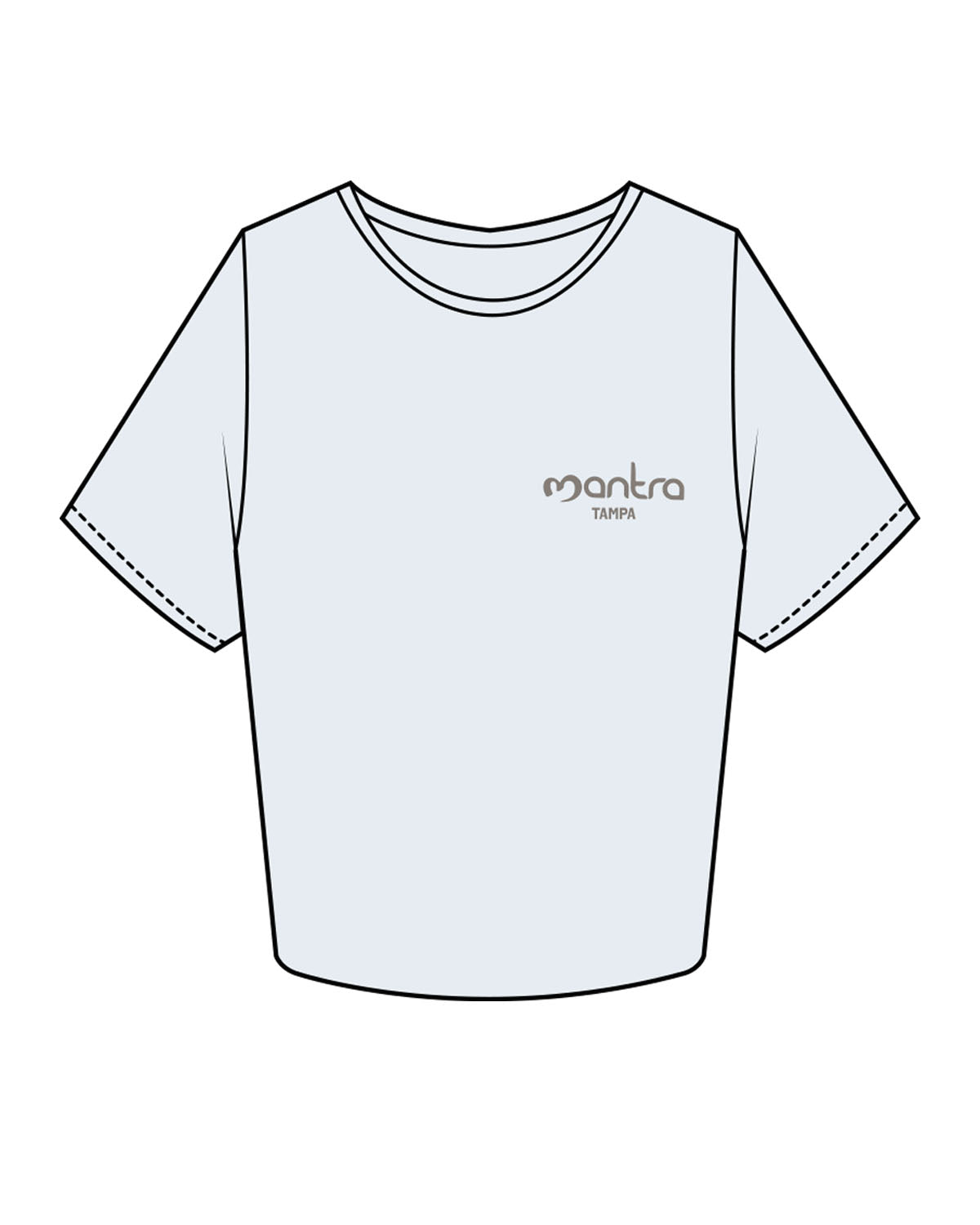 The Crop Tee - Powder - Mantra - Left Chest Stacked & Back Center Stacked - Tampa - Charcoal