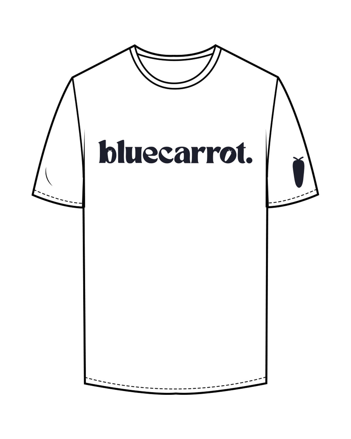 The Mens Tee - White - BlueCarrot - Center Chest & Right Sleeve - Back Neckline - Printed - Navy