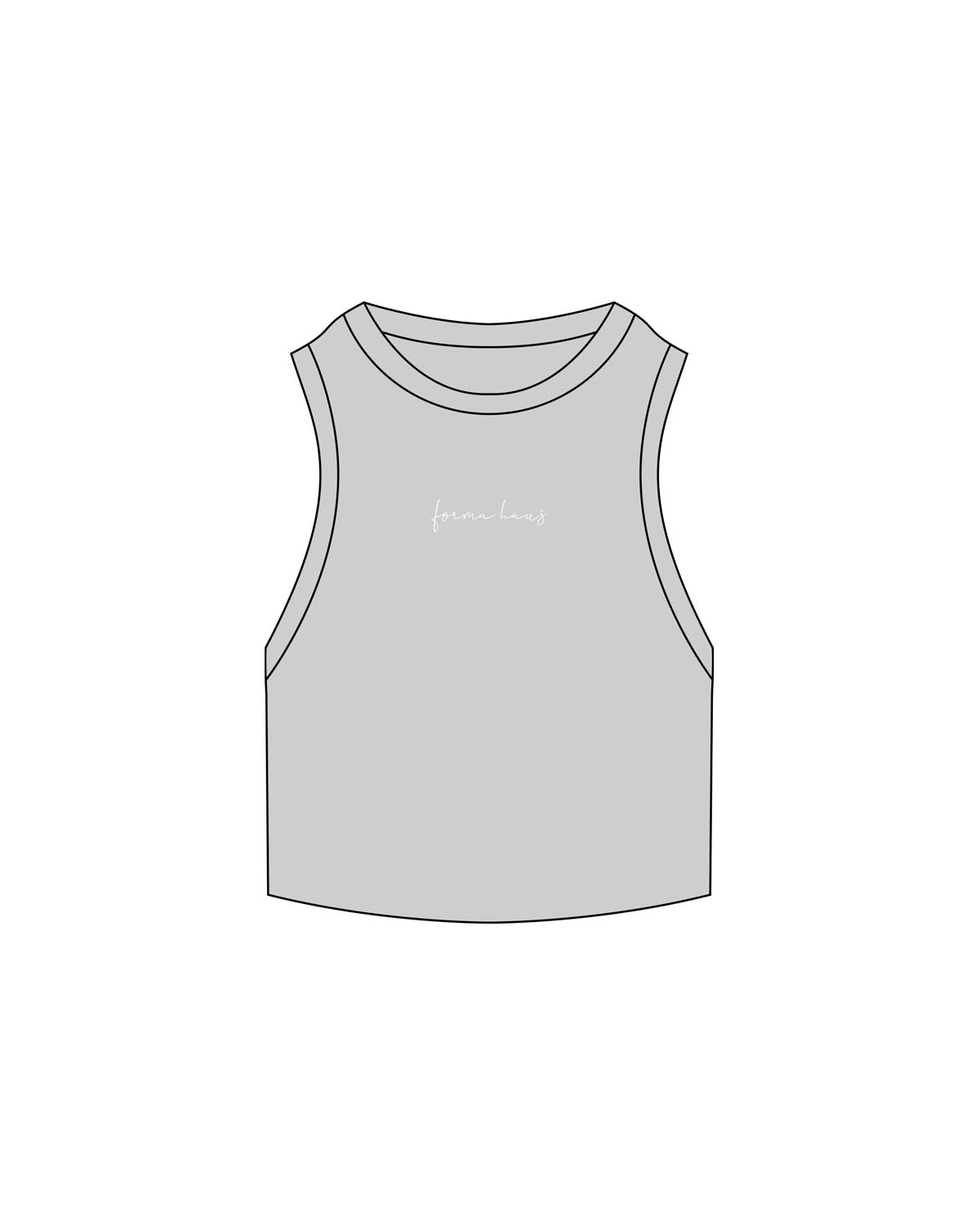 THE RIBBED CROP TANK - Storm - Forma Haus - Center Chest - Embroidered - White