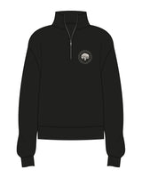 The Womens 1/4 Zip - Black - Brick House - Left Chest - Round - Off White