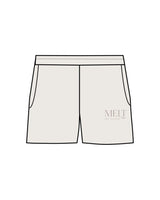 The Womens Sweat Shorts - Bone - Melt Hot Pilates - Left Near Pocket - Tone on Tone