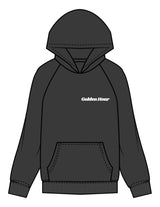 The Mens Hoodie - Washed Black - Golden Hour RI - Left Chest & Full Back Image - Printed - White