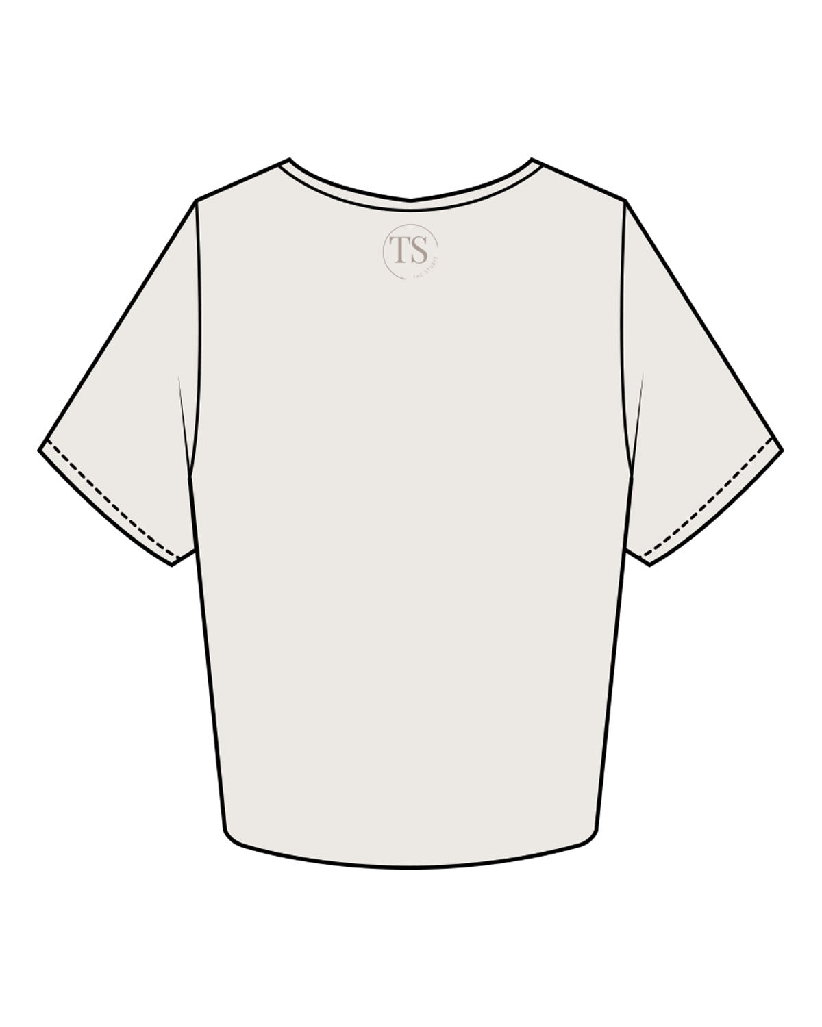 The Crop Tee - Bone - The Studio Cape - Center Chest Arc & Center Back Neckline Round - Printed - Tone on Tone