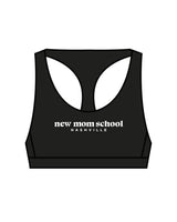The Racer Bra - Black - New Mom School- Center Chest Stacked - Back Center - Diamond - White