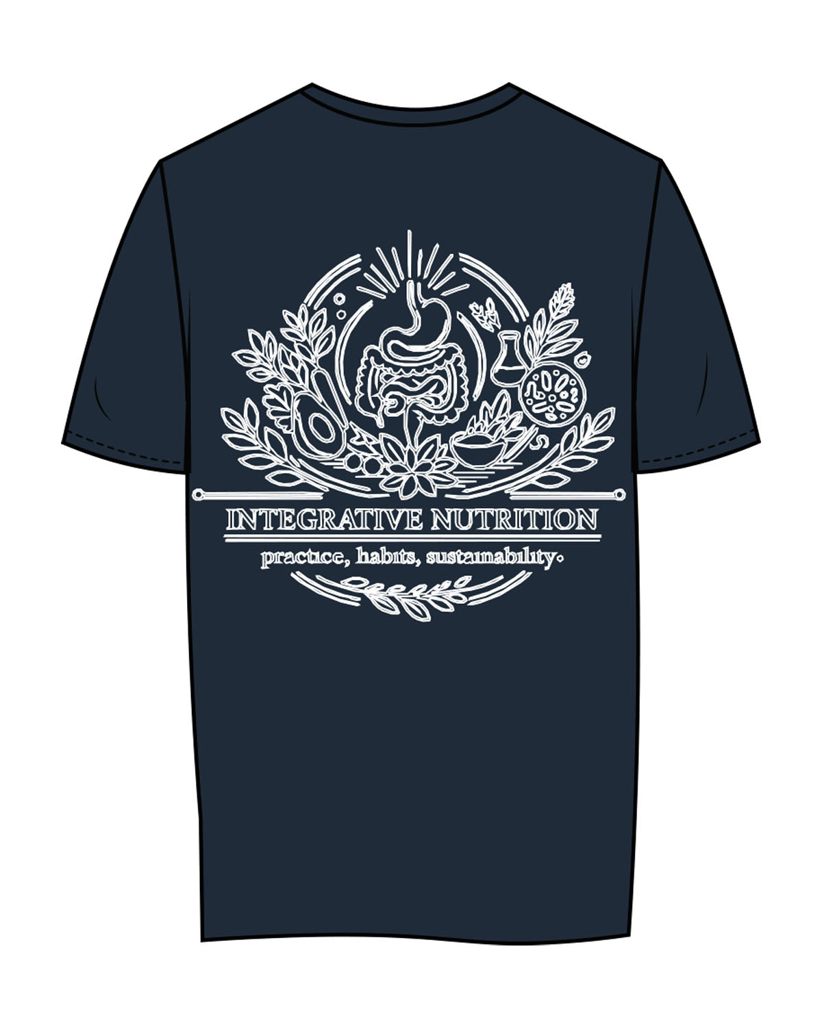 The Womens Tee - Navy - UCSD Health - Center Chest & Full Back "NUTRITION" - White