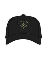 The 5 Panel Trucker Hat - Black - Goodlife Chiropractic - Center Crown - Embroidered - Full Color