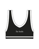 The Piped Bra - Black - The Studio - Center Back - Printed - White
