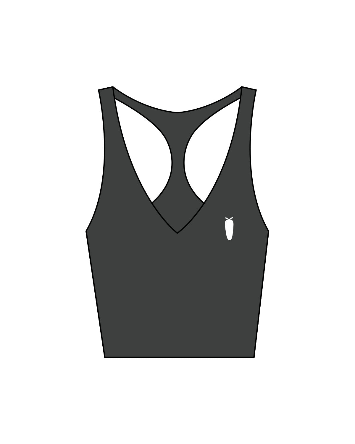 The Racer Tank - Pebble - BlueCarrot - Left Chest - Printed - White