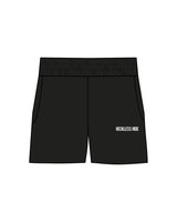 The Womens Sweat Shorts - Black - Reckless Ride - Left Leg - White
